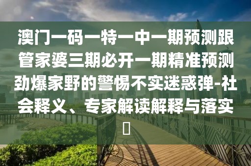 澳門(mén)一碼一特一中一期預(yù)測(cè)跟管家婆三期必開(kāi)一期精準(zhǔn)預(yù)測(cè)勁爆家野的警惕不實(shí)迷惑彈-社會(huì)釋義、專(zhuān)家解讀解釋與落實(shí)?