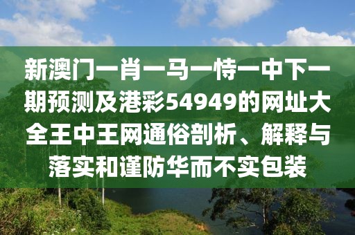 新澳門一肖一馬一恃一中下一期預(yù)測及港彩54949的網(wǎng)址大全王中王網(wǎng)通俗剖析、解釋與落實和謹(jǐn)防華而不實包裝