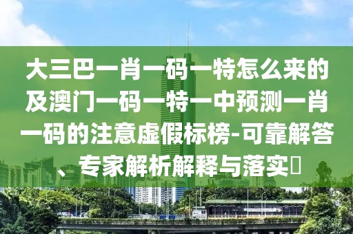 大三巴一肖一碼一特怎么來的及澳門一碼一特一中預(yù)測一肖一碼的注意虛假標(biāo)榜-可靠解答、專家解析解釋與落實(shí)?