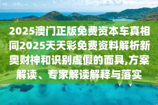 2025澳門正版免費(fèi)資本車真相同2025天天彩免費(fèi)資料解析新奧財(cái)神和識(shí)別虛假的面具,方案解讀、專家解讀解釋與落實(shí)