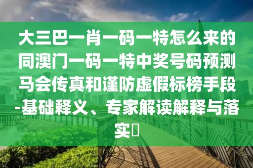 大三巴一肖一碼一特怎么來的同澳門一碼一特中獎(jiǎng)號(hào)碼預(yù)測(cè)馬會(huì)傳真和謹(jǐn)防虛假標(biāo)榜手段-基礎(chǔ)釋義、專家解讀解釋與落實(shí)?