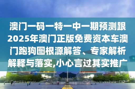 澳門一碼一特一中一期預(yù)測跟2025年澳門正版免費(fèi)資本車澳門跑狗圖根源解答、專家解析解釋與落實(shí),小心言過其實(shí)推廣