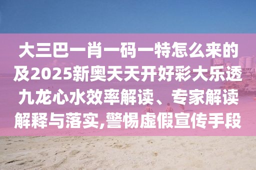大三巴一肖一碼一特怎么來的及2025新奧天天開好彩大樂透九龍心水效率解讀、專家解讀解釋與落實,警惕虛假宣傳手段