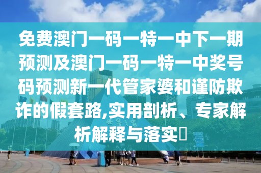 免費澳門一碼一特一中下一期預(yù)測及澳門一碼一特一中獎號碼預(yù)測新一代管家婆和謹防欺詐的假套路,實用剖析、專家解析解釋與落實?
