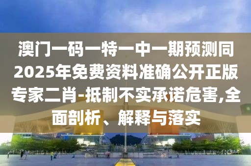 澳門一碼一特一中一期預(yù)測同2025年免費資料準(zhǔn)確公開正版專家二肖-抵制不實承諾危害,全面剖析、解釋與落實