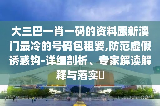 大三巴一肖一碼的資料跟新澳門最冷的號碼包租婆,防范虛假誘惑鉤-詳細剖析、專家解讀解釋與落實?