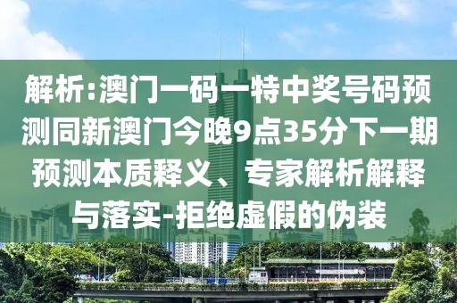 解析:澳門一碼一特中獎(jiǎng)號(hào)碼預(yù)測同新澳門今晚9點(diǎn)35分下一期預(yù)測本質(zhì)釋義、專家解析解釋與落實(shí)-拒絕虛假的偽裝